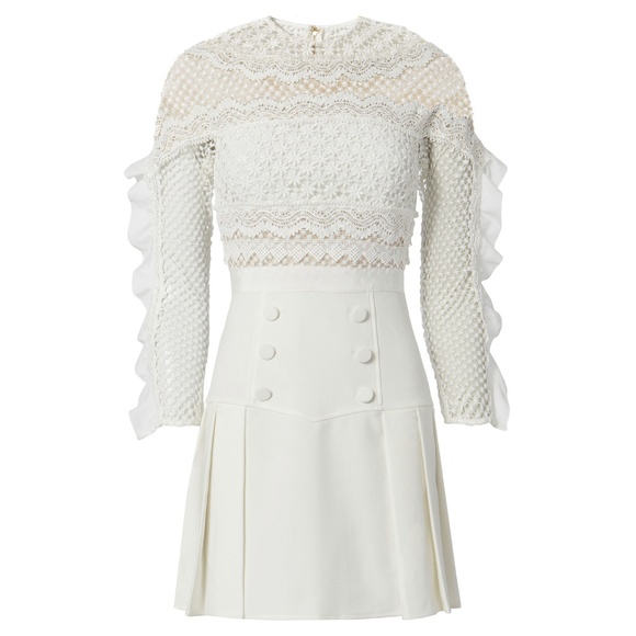 SELF-PORTRAIT Bellis Lace Frilled Sleeves Mini - Picture 1 of 8